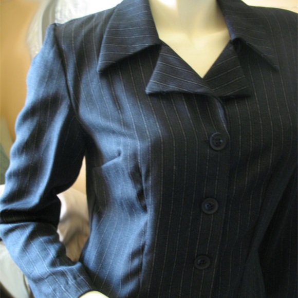 Vintage All That Jazz 90s Pinstripe Blazer Jacket Preppy Academia Corpcore Chic - Picture 4 of 5
